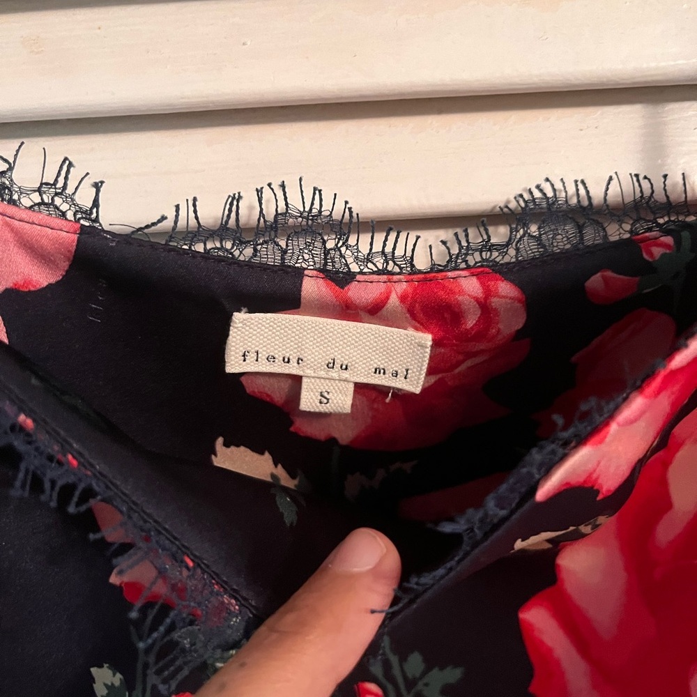 Fleur du Mal Silk Blue and Red Sleeveless Camisole - Picture 2 of 3